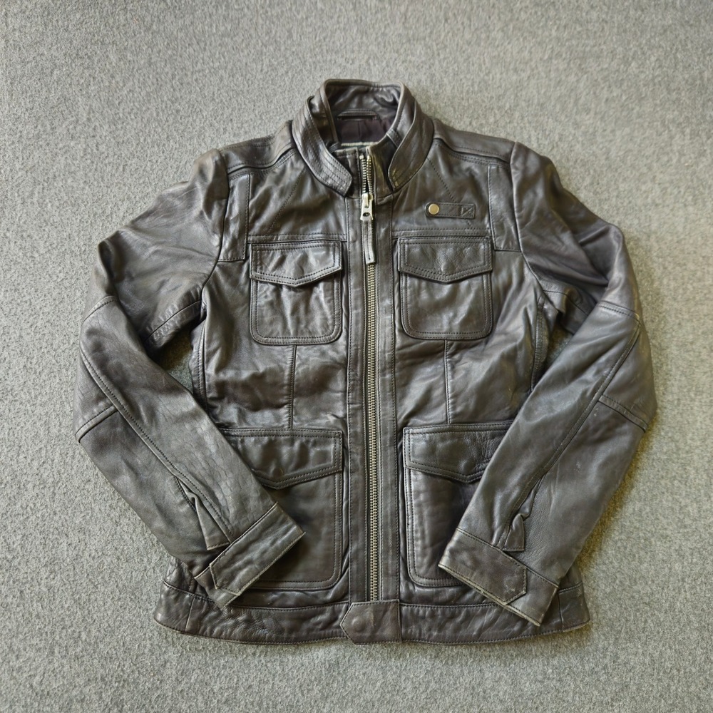 Lucky Brand 100% Lambskin Black Leather Moto Biker Jacket Talon Zip Women's S